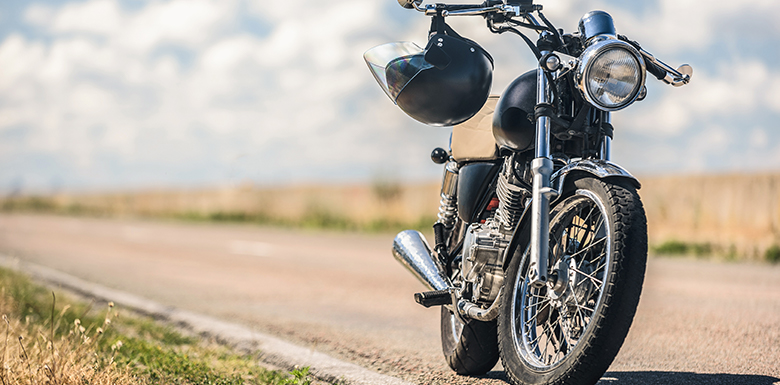 Motorcycle parked on side of road