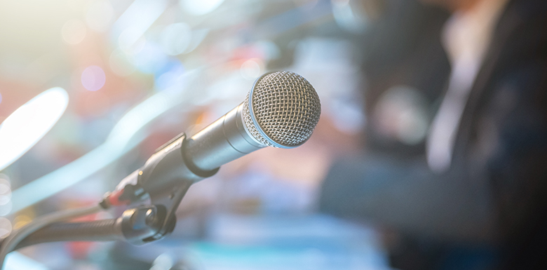 Microphone on podium