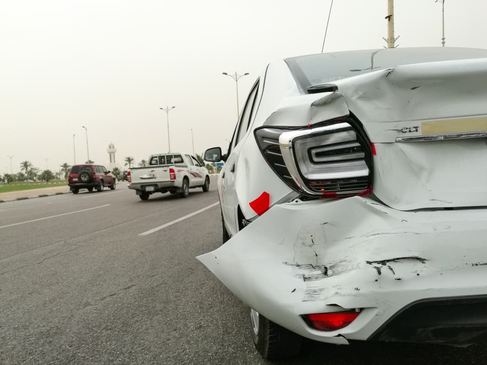 An accident scene in Saudi Arabia resulting from reckless driving and texting while behind the wheel.